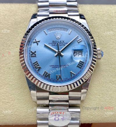 8+ Factory Rolex Copy Watch Gain Weight Day-Date Ice Blue Dial 36 mm